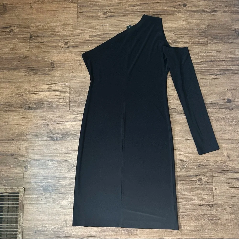 Norma Kamali Black One Shoulder Cutout Fitted Spandex Dress - Picture 11 of 11